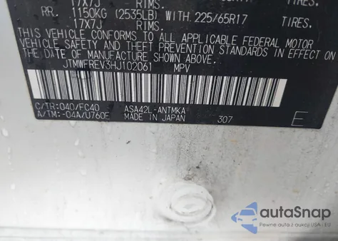2017 Toyota Rav4 Xle from USA, damaged, VIN JTMWFREV3HJ102061